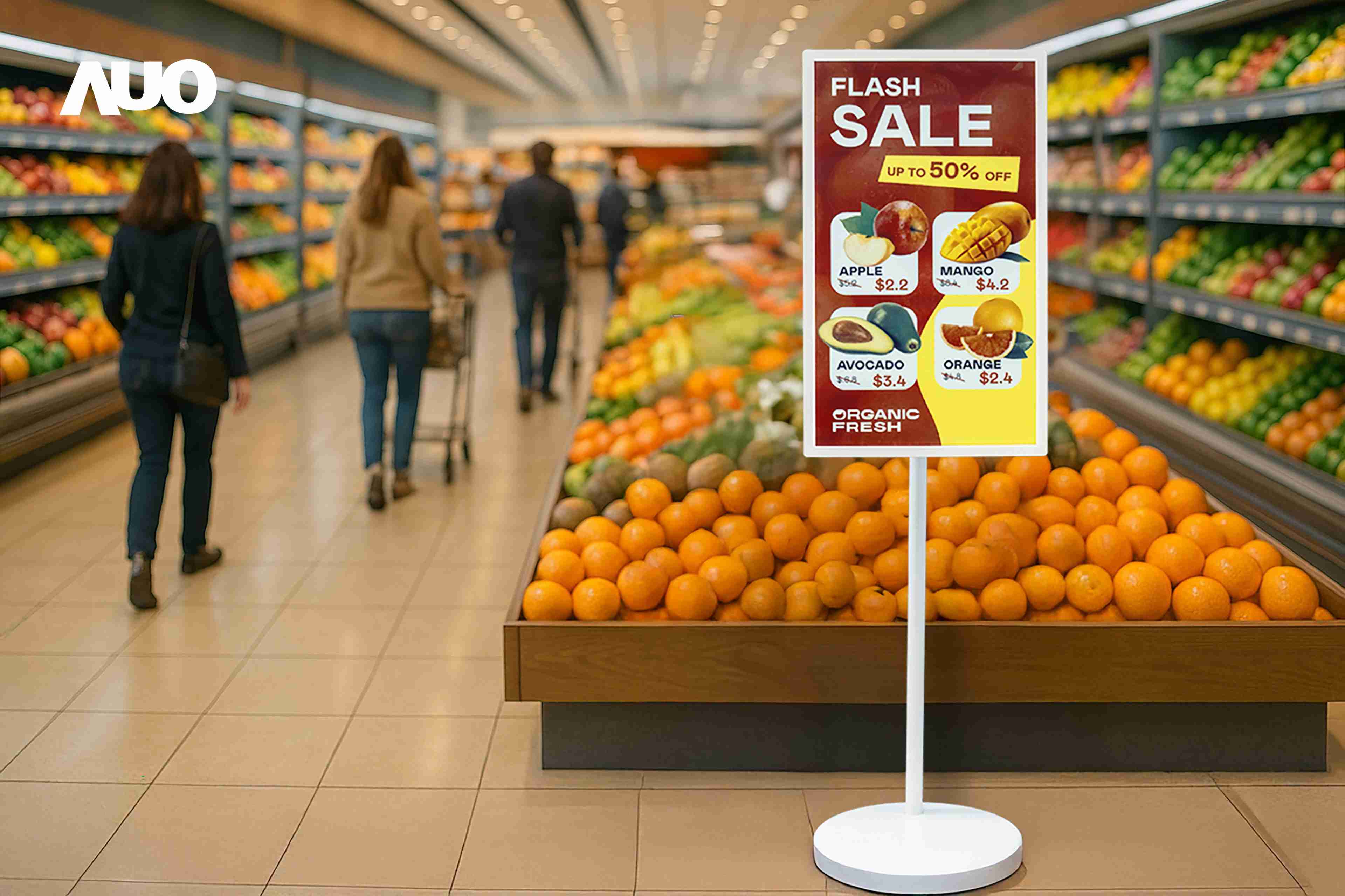 达擎首亮相低功耗、、、全彩的〝aecoPost电子纸解决方案〞，，，，仅在更新画面时需要微量的电力驱动，，，无需布建电线的便捷设计，，使其可灵活应用、、随意置放，，并可透过云端或行动装置app，，，轻松管理及排程广告内容，，，，晋升店头营销利器。。。。